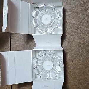 New Mikasa Zinnia Votive Tea Light Candle Holder Set of 2 Crystal Glass Elegant